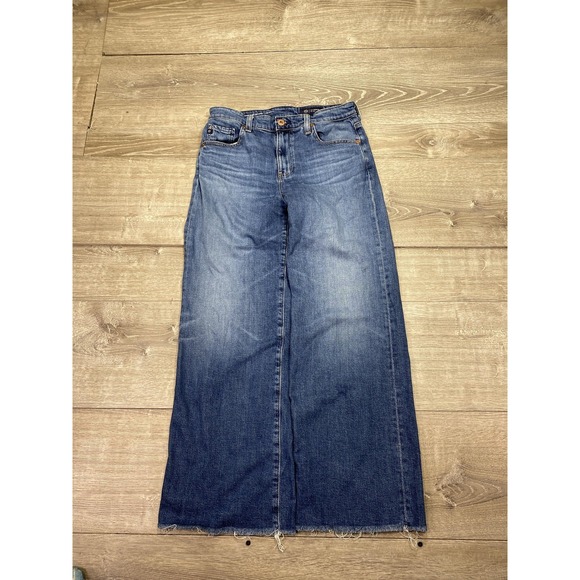 Ag Adriano Goldschmied Denim - AG Adriano Goldschmied Saige Jeans Womens 32 High Rise Wide Leg Crop Raw Hem